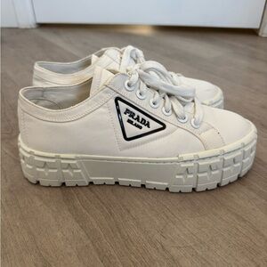 Prada White Chunky-Platform Lace-Up Sneakers